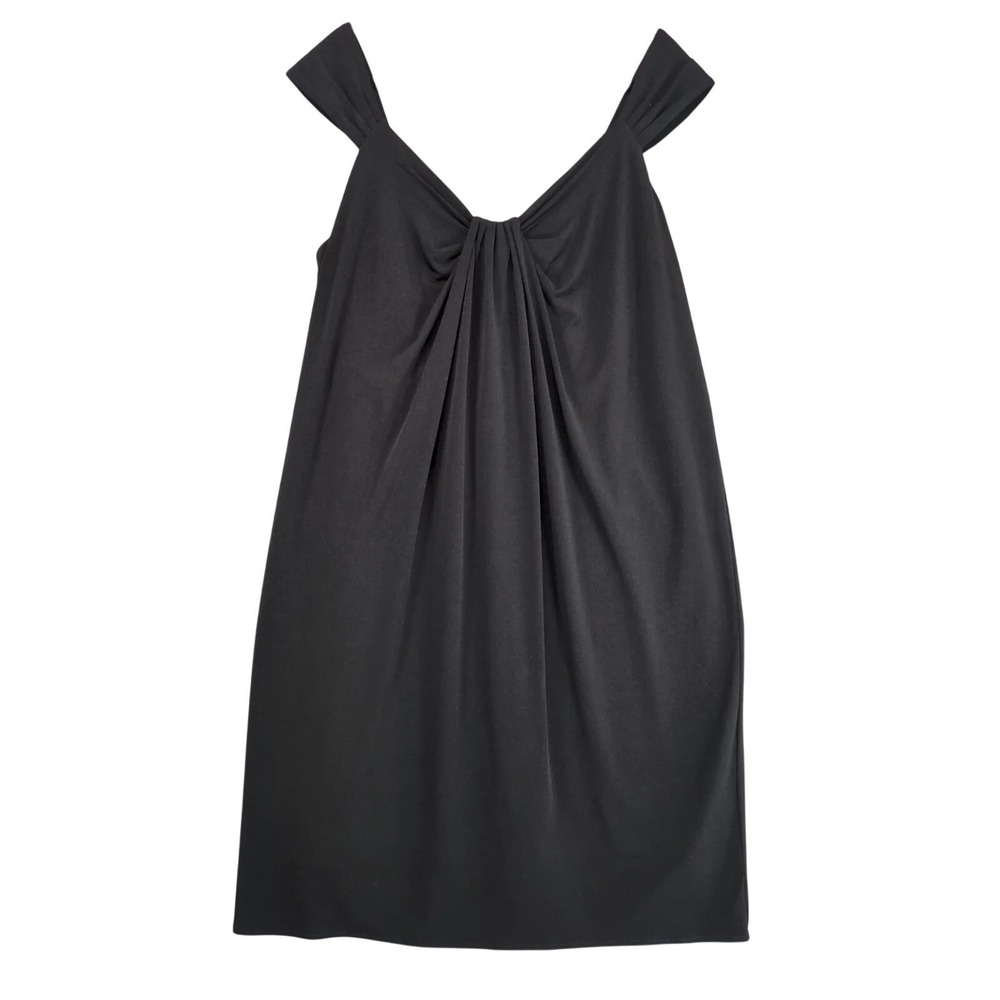Vintage Maggie London Black Draped Midi Dress Plus Size 16W Off-Shoulder Evening